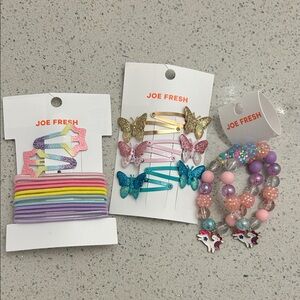 Joe Fresh Kids' Rainbow and Glitter Hair Sets, matching friendship bracelets